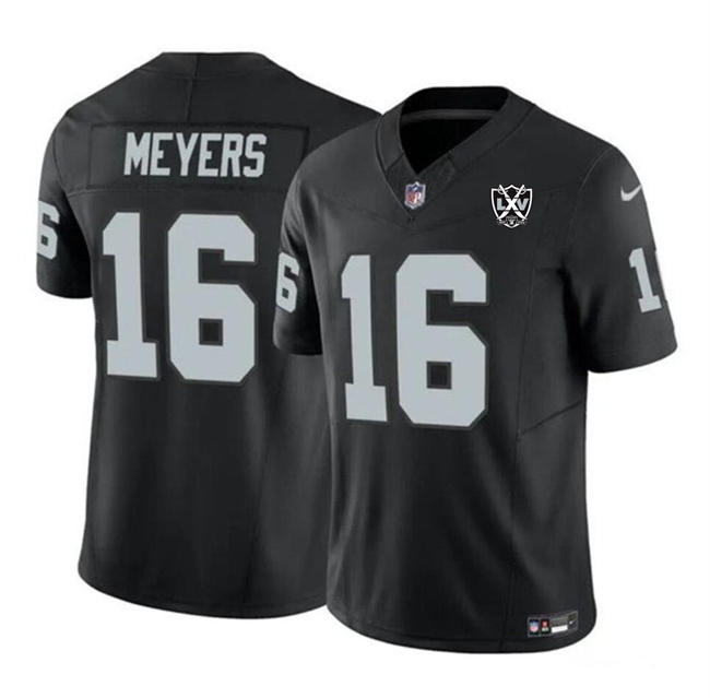 Men's Las Vegas Raiders #16 Jakobi Meyers Black 2024 F.U.S.E 65th Anniversary Patch Vapor Football Stitched Jersey